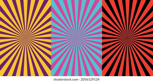 Set of bright backgrounds in pop art style vector.