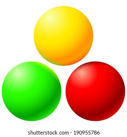 Set of bright balls with color reflex