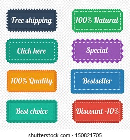 Set of bright banners texture buttons for text