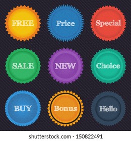 Set of bright banners texture buttons for text