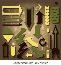 Set of bright and beautiful arrows for web interface.  Editable vector illustration file.