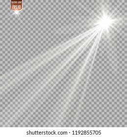 A set of bright beautiful stars. Light effect. Bright Star. Beautiful light for illustration. Christmas star.White sparkles shine special light effect. Vector sparkles on a transparent background.