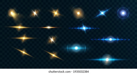 Set of bright beautiful stars on a transparent background vector illustration.	