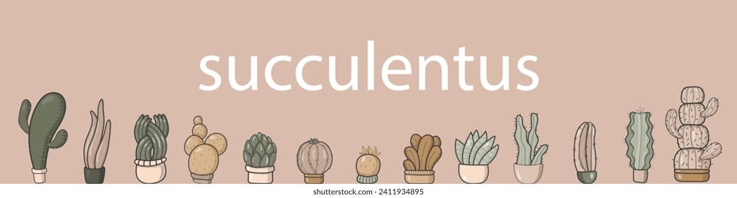 A set of bright beautiful unusual cacti of various shapes isolated on a white background. Different shapes of cacti and succulents for your design. All objects are separated. Vector illustration.