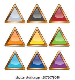 Set of bright blank buttons. Metalic frames for skills or elements of user interface for mobile games