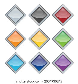 Set of bright blank buttons. Metalic frames for skills or elements of user interface for mobile games