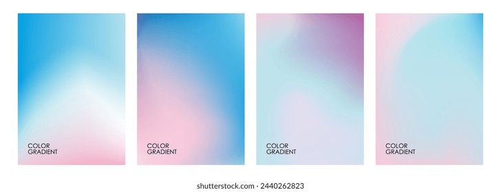 Set of bright blurred backgrounds. Color gradients. Defocused color templates for creative graphic design. Vector illustration.