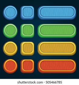 Set of bright buttons for game or web design