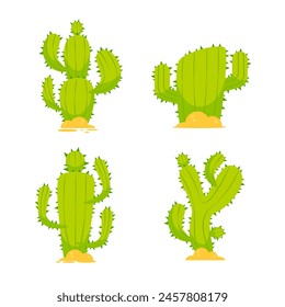 Set of bright cacti. Cartoon cactus set. Decorative house plants