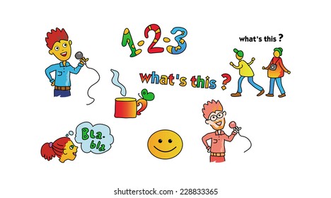 set of bright cartoon icons 