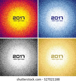 Set of  Bright Christmas circle patterns backgrounds. Collection of 2017 New Year Gradient Circle Dots Backgrounds. Vector vibrant gradient circles, business holiday party  backgrounds.