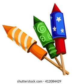 Set of bright Christmas crackers. Vector illustration.