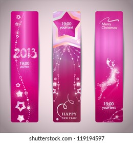 Set of bright Christmas, New Year banners.