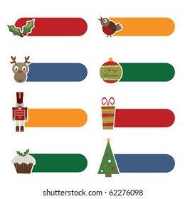 set of bright christmas tabs isolated on white