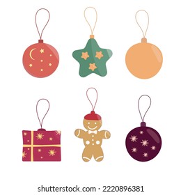 Set of bright Christmas tree decorations