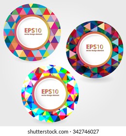 Set of bright circles frames. Vector illustration.