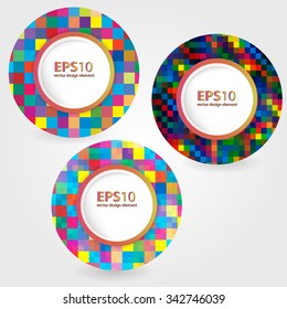 Set of bright circles frames. Vector illustration.