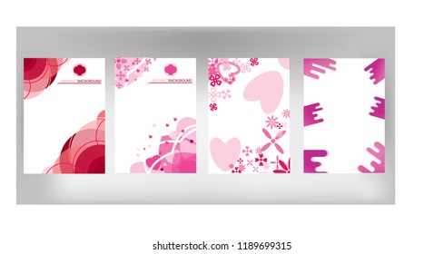 Set bright color abstract pattern Valentines Day, heart, love background with line gradient texture for minimal dynamic cover design.
