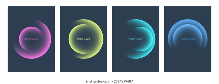 Set of bright color gradient round shapes. Futuristic abstract backgrounds with vibrant colored spheres for creative graphic design. Vector illustration.