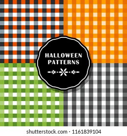 Set of bright color halloween checkered background. Flat vector cartoon illustration.