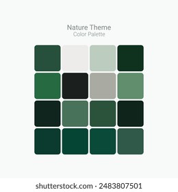 Set of bright color palette combination. Nature theme color palette for social media or website or app design. geomorphic style color palette for Ui design. Green color shades. Natural palette.