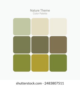 Set of bright color palette combination. Nature theme color palette for social media or website or app design. geomorphic style color palette for Ui design. Green color shades. Natural palette.