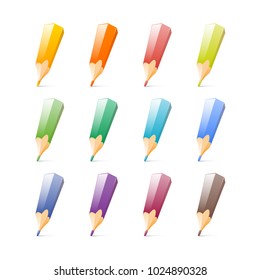 Set of bright color pencils. Vector illustration