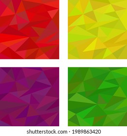 Set aus hellfarbenen abstrakten Hintergründen im zeitgemäßen Low-Poly-Stil