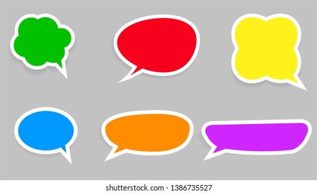 A set of bright colored babbles with a white outline and shadow in isolation.
