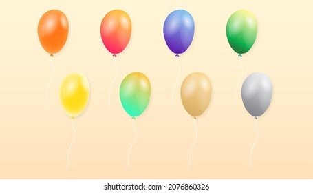Set of bright colored balloons, Flat Modern design,  isolated  background, illustration Vector EPS 10