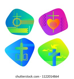 A set of bright colored Christian logos for the church, ministry, conference, camp, etc.