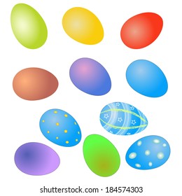 A set of bright colored Easter eggs