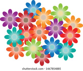 Set of bright colored flower vector illustrations isolated on white. For stickers,labels,tags.