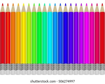 set of bright colored pencils
