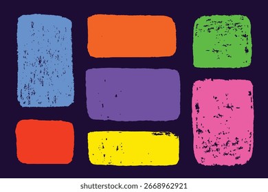 Set of Bright Colored Rectangle Shapes with Chalk Texture – Perfect for Posters, Social Media Graphics, and Creative Design