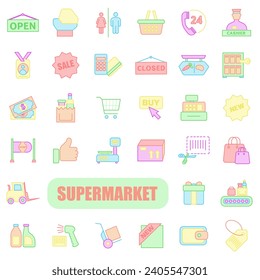Set of bright colored shopping icons. Collection of flat icons for shopping. Collection of vector icons. EPS 10.