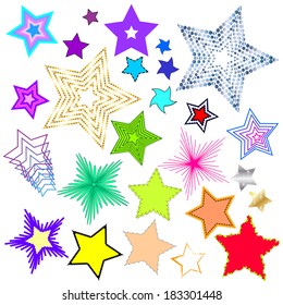A set of bright colored stars for your design
