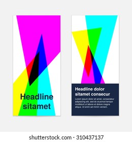 Set of bright colored triangles banners or booklet for modern business design