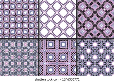Set of Bright and Colorful Backgrounds or Digital Papers. Backdrop. Vector illustration. For design, wallpaper, fashion, print. seamless pattern with abstract geometric style.