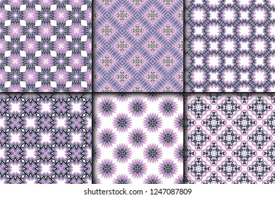 Set of Bright and Colorful Backgrounds or Digital Papers. Backdrop. Vector illustration. For design, wallpaper, fashion, print. seamless pattern with abstract geometric style.