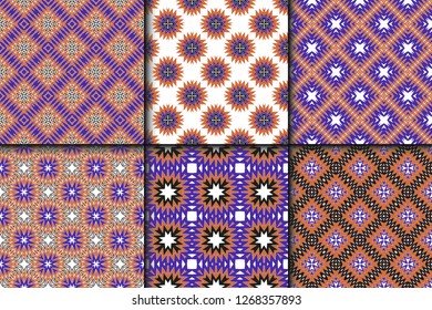 Set of Bright and Colorful Backgrounds or Digital Papers. Backdrop. Vector illustration. For design, wallpaper, fashion, print. seamless pattern with abstract geometric style.