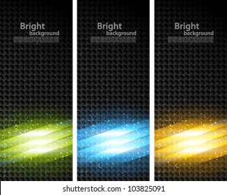 Set of bright colorful banners with rays