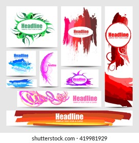 Set of bright colorful banners with watercolor splashes
