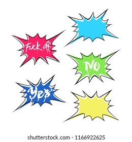 Set of bright colorful blank speech bubbles. Colorful icons isolated on white background. Comic and cartoon style. Vector illustration