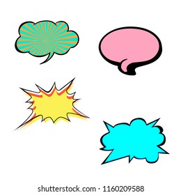 Set of bright colorful blank vector speech bubbles. Colorful icons isolated on white background. Comic and cartoon style