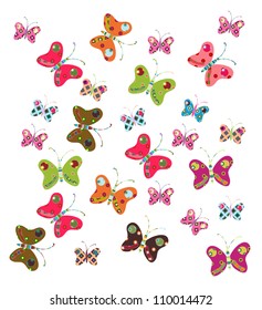 set of bright colorful butterflies, patchwork looked