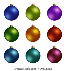 Set of Bright Colorful Christmas Balls. New Year's Toys.