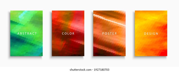 Set of bright colorful covers, templates, banners, placards, brochures, cards, flyers and etc. Abstract vibrant posters - mosaic gradient design