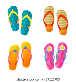 Set of bright colorful flip flops vector