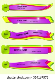 Set bright colorful glowing banners Lower Third on a light  background. Vector illustration.